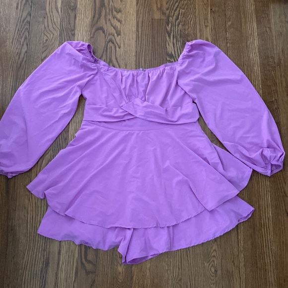 Purple Long Sleeve Romper - Picture 4 of 4